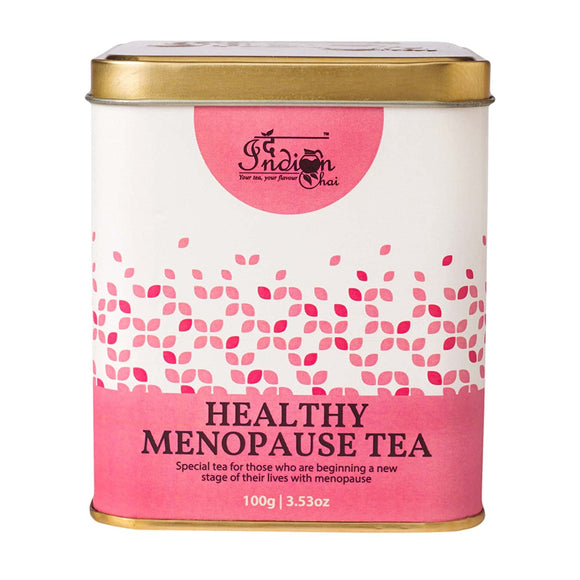 The Indian Chai – Healthy Menopause Tea 100g with Raspberry Leaves, Red Clover Flower, Vetiver Root, Guggul etc for Mood Swings, Irritability, Hot Flashes & Night Sweats Relief, Herbal Tea