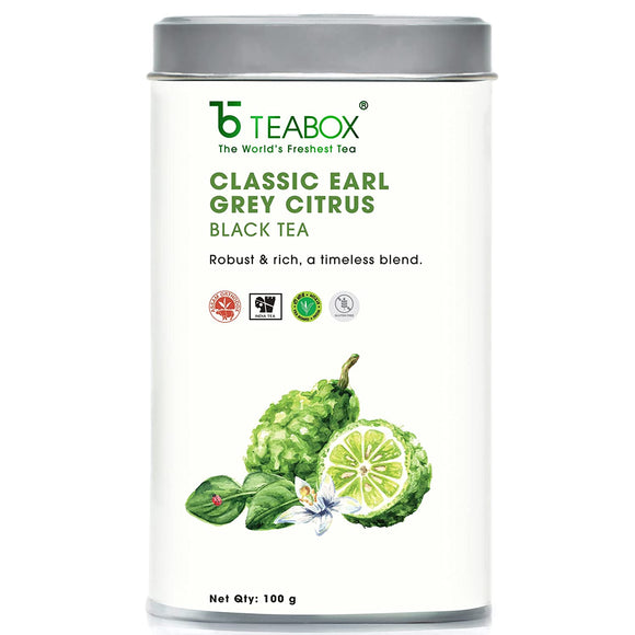 Teabox Classic Citrus Earl Grey Black Tea Loose Leaves 100 Grams | Blend with Natural Bergamont Flavour | Strong & Highly Flavourful