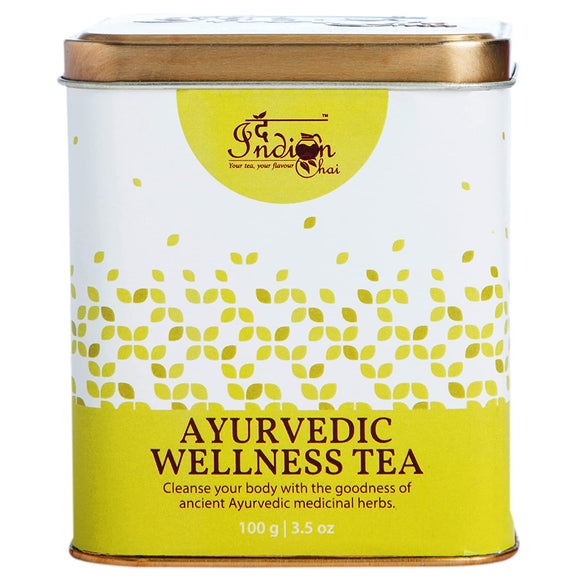 The Indian Chai - Ayurvedic Wellness Tea 100g with Hing, Turmeric, Ajwain, Tulsi etc, Herbal Tea for Full Body Detox, Helps in Weight Loss and Digestion