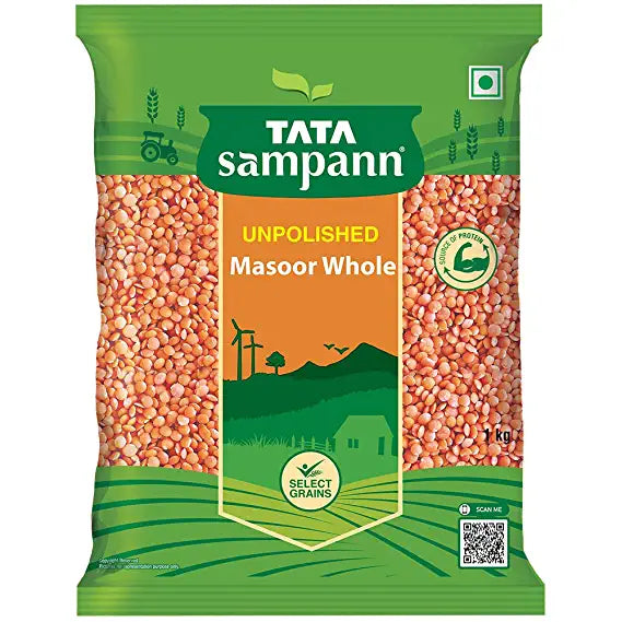 Tata Sampann Masoor Dal, Whole, 1kg