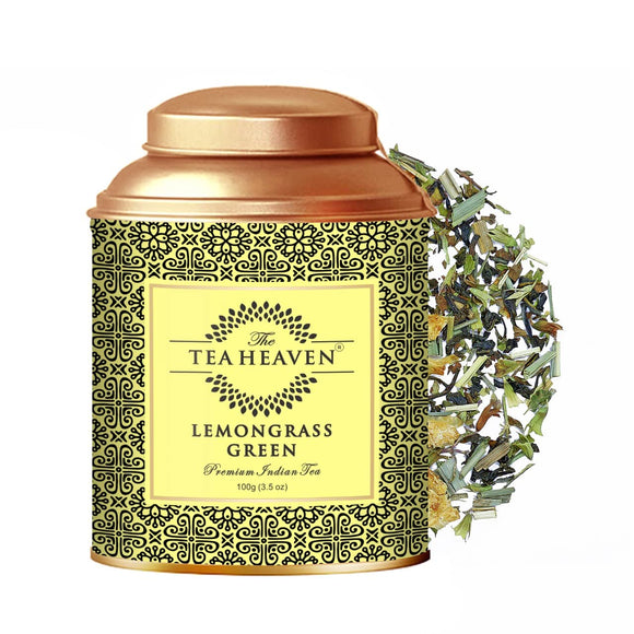 The Tea Heaven | Diwali Gift - Lemongrass Green Tea-Helps in Digestion- 100 % Natural Ingredients- 100 Grams (50 Cups)