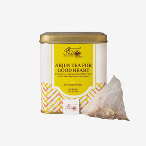 The Indian Chai - Arjun Tea for Good Heart 30 Pyramid Tea Bags with Arjun Bark, Ashwagandha, Bhahmi, Shankhpushpi for Cholesterol, Blood Pressure, Herbal Tea