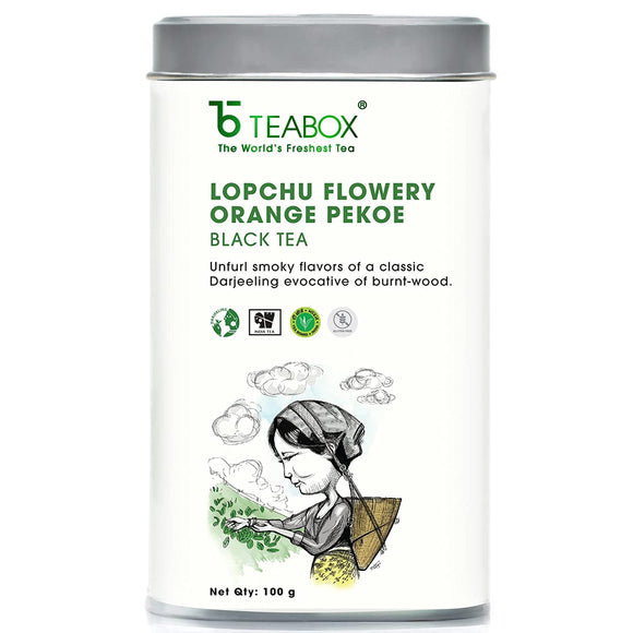 Teabox Darjeeling Lopchu Flowery Orange Pekoe Loose Leaf Black Tea, 100 Grams