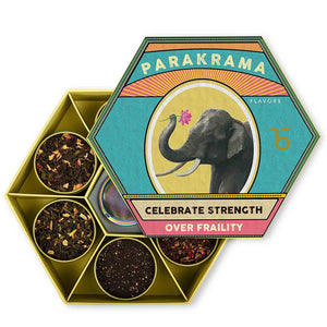Teabox Parakrama Premium Tea Gift Collection From The Source | Kashmiri Kahwa Saffron Green | Organic Darjeeling Green | Hibiscus Lemongrass Tisane | Assam Masala Chai |Mountain Rose Black | Kolkata Street Masala Chai | Elegant Ball Infuser