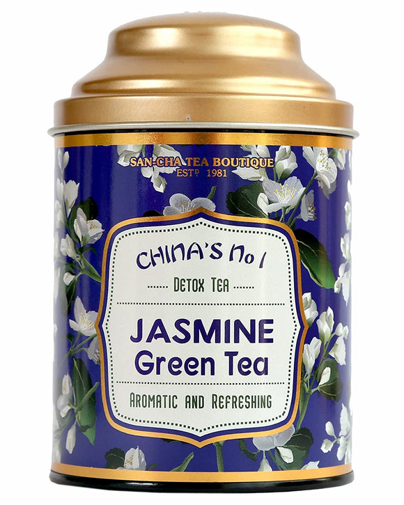 Sancha Tea Boutique Jasmine Green Tea (100Cups+), Intensely Aromatic, Night Blooming Jasmine Flower Blend, Rich in Antioxidants, Imported Tea, Jasmine Tea, 100g