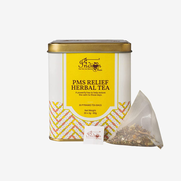The Indian Chai – PMS Relief Herbal Tea 30 Pyramid Tea Bags with Ashwagandha, Shatavari, Dandelion & Maca Root , Supports Healthy Cycle and Eases Discomforts