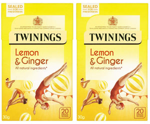 Twinings Lemon & Ginger Tea, 20 Tea Bags 30g (Pack of 2)