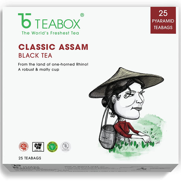 Teabox Classic Assam Black Tea Bags 25 Pieces | From The Land Of One-Horned Rhino | A Robust & Malty Cup