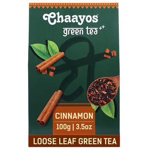 Chaayos Cinnamon Green Tea | Cinnamon Tea | Whole Leaf Loose Tea | Immunity Boosting - 100g [50 Cups] | Antioxidant Green Tea | Organic Green Tea