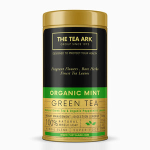 The Tea Ark Green Tea with Peppermint, Natural Herbal Tea for Weight Management, Digestion Support, Energy Booster, for Women Men (25 Cups), 50 Gms (Pouch Pack) (Tin)