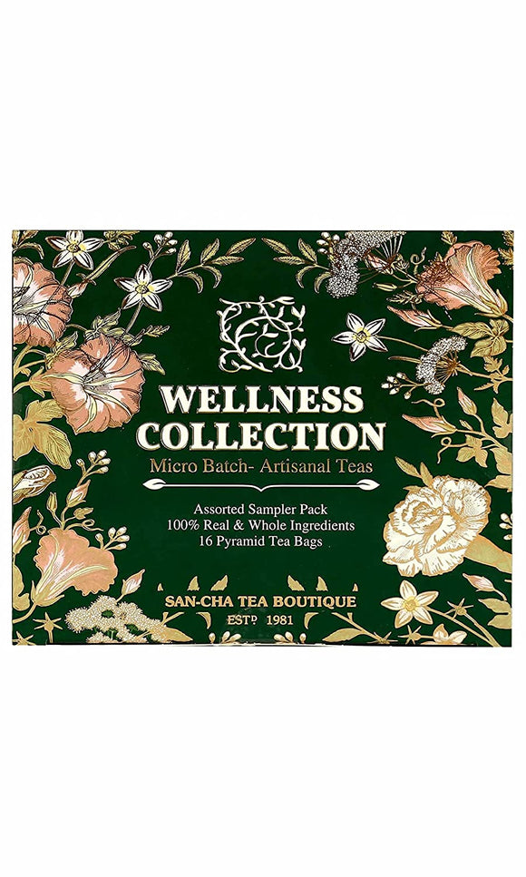 Sancha Tea Boutique Wellness Collection Sampler Box|Tea Sampler Pack|Tea Assortment of 16 Premium Tea Bags| Immunity Tea Range|Pyramid Tea Bags|Tea Variety Pack…