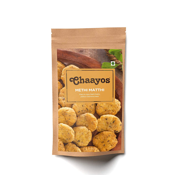 Chaayos Methi Mathri (150g Pack) | Chai Time Snacks | Ready to Eat Mathri Snacks | Mini Methi Matthi | Indian Namkeen Nashta | Authentic Regional Preparation | Traditional Indian Snacks | Tea Time Party Snacks |