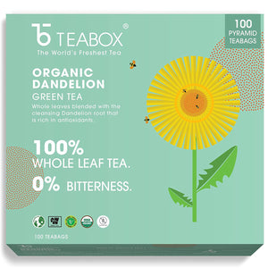 Teabox Organic Dandelion Green Tea Bags 100 pcs | Made with 100% Whole Leaf & Natural Dandelion Roots