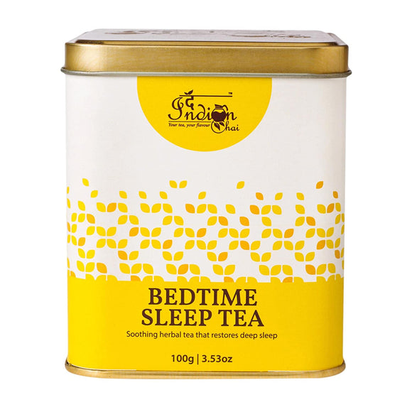 The Indian Chai – Bedtime Sleep Tea 100g with Passion Flower, Valerian Root, Chamomile Flower, Gotu Kola etc for Restful and Peaceful Sleep, Herbal Tea