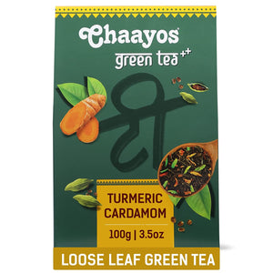 Chaayos Turmeric Cardamom Green Tea | Turmeric Cardamom Tea | Whole Leaf Loose Tea | Immunity Boosting - 100g [50 Cups] | Antioxidant Green Tea | Organic Green Tea