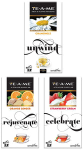 TE-A-ME Chamomile Infusion Tea, 25 Infusion Tea Bags- Orange Ginger Herbal Infusion Tea, Pack of 25 Tea Bags (2 Flavored Bags Free) - Strawberry Cream Infusion, 25 Tea Bags (3 Flavored Bags Free)