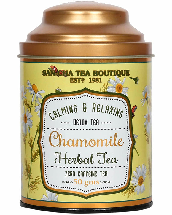 Sancha Tea Boutique, Chamomile Tea, Pure Chamomile Flowers, 50g Loose Leaf Tea, Caffeine Free Herbal Tea, Good Sleep Tea, Stress Relief Tea, Bedtime Tea