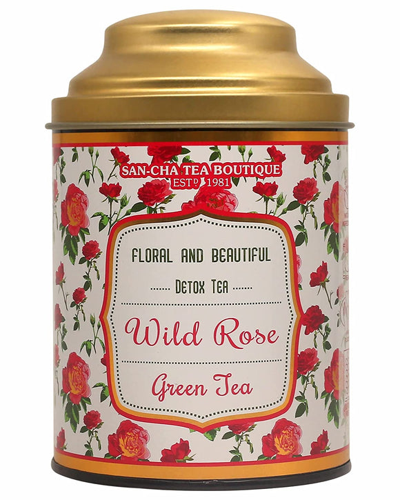 Sancha Tea Boutique Wild Rose Green Tea, Rose Tea (100+Cups), Real Rose Petals Blend, 100% Rainforest Alliance Certified, Green Tea Immunity