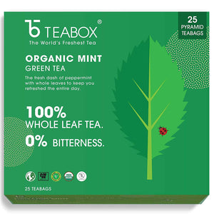 Teabox Peppermint Herbal Tea Bags 25 Pieces | Mint Green Tea For Feeling Refreshed | Made with 100% Whole Leaf & Natural Flavors, Brew Hot or Cold