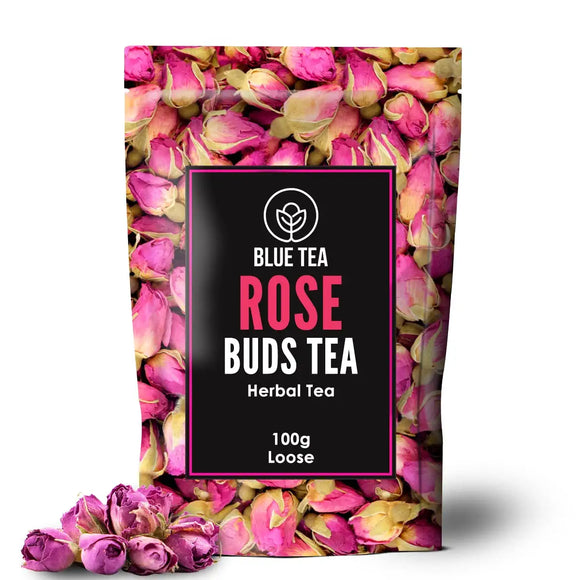 BLUE TEA - Rose Buds Tea - 100g || HEALTHY SKIN || Herbal Tea - Caffeine-free - Rich in VIT-C - Eco- Conscious Premium Zipper pack
