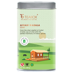 Teabox Assam Masala Chai 250 Grams | Strong Assam CTC Tea enriched with Cardamom, Cinnamon, Clove, Ginger and Black Pepper