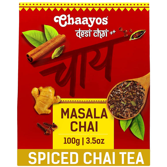 Chaayos Masala Tea - Premium Chai Patti with 100% Natural Spices - 100g [50 Cups] | Masala Chai Patti | Chai Masala | Assam Tea | Black Tea | Ginger Tea | Adrak Chai | Organic Tea Leaves | Tea Masala