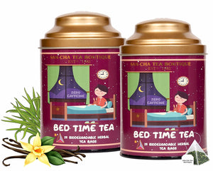 Sancha Tea Boutique, Bedtime Tea, Caffeine Free Tea Bags, 25 Pyramid Tea Bags, For Stress Relief & Good Sleep, Blend of Real Vanilla, Lavender, Rose & Chamomile Flowers, Sleep Tea