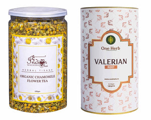The Indian Chai - Healthy Sleep Tea Combo with Organic Chamomile Tea 100g and Valerian Root 100g, for Good Sleep, Stress and Anxiety