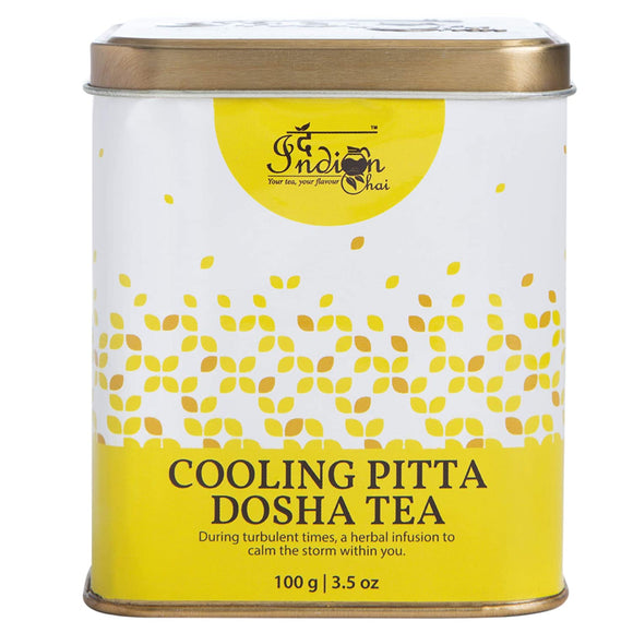 The Indian Chai - Cooling Pitta Dosha Tea 100g with Brahmi, Amla, Spearmint, Rose Petals etc, Promotes Clear Thinking, Cools Down Mind, Body & Emotions, Ayurvedic Herbal Tea