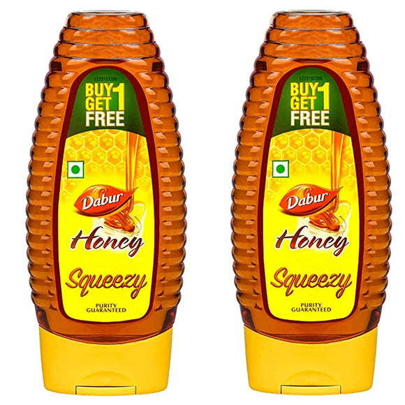Dabur Honey :100% Pure World's No.1 Honey Brand with No Sugar Adulteration , Squeezy Pack - 400g (Buy 1 Get 1 Free)