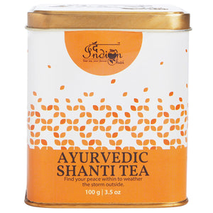 The Indian Chai - Ayurvedic Shanti Tea 100g with Ashwagandha, Lavender, Rose Petals, Brahmi etc for Mental Clarity, Reduces Stress, Peace Tea