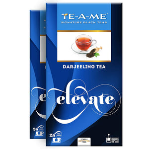 TE-A-ME Elevate Darjeeling Black Tea, Pack of 2 Boxes with 25 Tea Bags in Each Box (2 Boxes x 25 Tea Bags = 50 Tea Bags) | Premium Black Tea | Light Strength, Delicate and Subtle