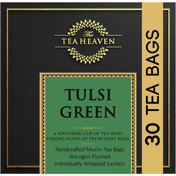 The Tea Heaven | Diwali Gift - Tulsi Green Tea, Prevents Ageing, Increases Metabolism, 3 Types of Tulsi with Healing and Soothing Effects with 100% Natural Ingredients – 30 Tea Bags