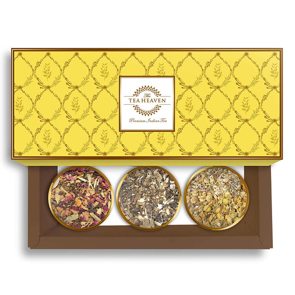 The Tea Heaven | Diwali Gift - 3 Assorted Teas Gift Box (Set of 3 teas)| Gift Pack | Healthy Gift