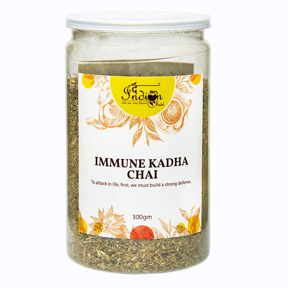 The Indian Chai - Immune Kadha Chai 300g Caffeine Free Herbal Tea with 14 Powerful Ayurvedic Herbs for Immunity and Metabolism.