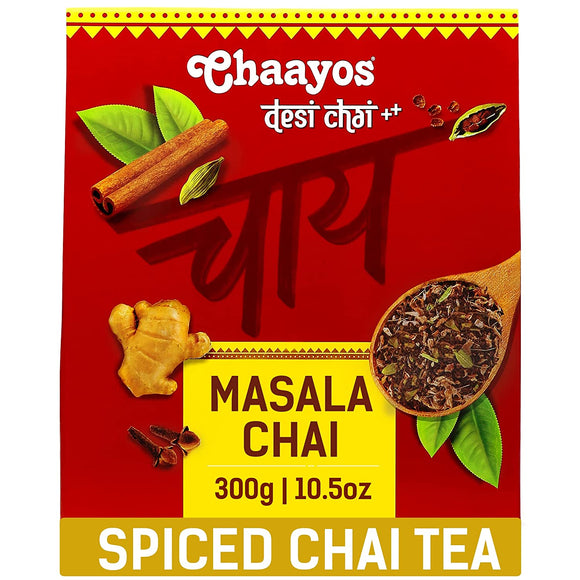 Chaayos Masala Tea - Premium Chai Patti with 100% Natural Spices - 300g [150 Cups] | Masala Chai Patti | Chai Masala | Assam Tea | Black Tea | Ginger Tea | Adrak Chai | Organic Tea Leaves | Tea Masala