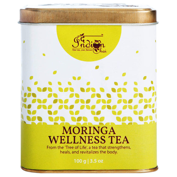 The Indian Chai - Moringa Wellness Tea 100g with Amla, Tulsi, Peppermint, Ginger etc for Detox, Boosts Energy, Helps Remove Toxins and Supports Weight Loss