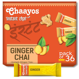 Chaayos Instant Tea Premix - Ginger - Regular Sugar (14g * 36 Sachets) (Makes 100 ml) | Ginger Tea | Adrak Chai | 1 Min Tea | Masala Ginger Tea Powder | Premix Tea | Adrak Chai | Assam Tea | Desi Chai |