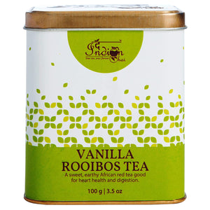 The Indian Chai - Vanilla Rooibos Tea 100g with Vanilla Beans for Sleep, Stress, Immunity and Weight Loss