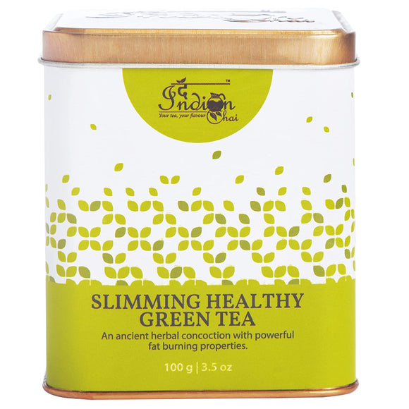 The Indian Chai - Slimming Healthy Green Tea 100g | Slim Tea for Weight Loss with Garcinia Cambogia, Terminalia Chebula & 17 Herbs| Herbal Tea | Wellness