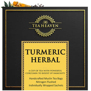 The Tea Heaven | Diwali Gift - Immunity Booster- Turmeric Herbal Tea (Wellness Tea) - 100 % Organic Ingredients- 17 Tea Bags(16+1 Free Sample)- No Caffeine
