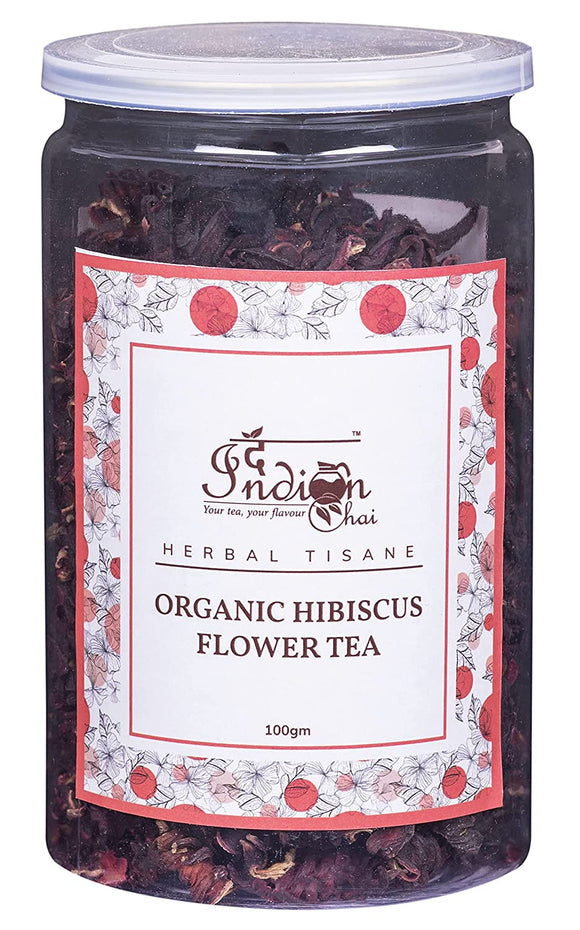 The Indian Chai - Organic Hibiscus Flower Herbal Tea 100g for Cholesterol and Diabetic