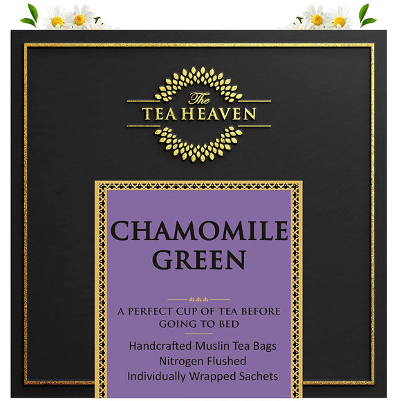 The Tea Heaven | Diwali Gift - Chamomile Green Tea-Organic Chamomile-Promotes Better Sleep and Fight Depression-100 % Natural Ingredients-17 Tea Bags (16+1 Free Samples)