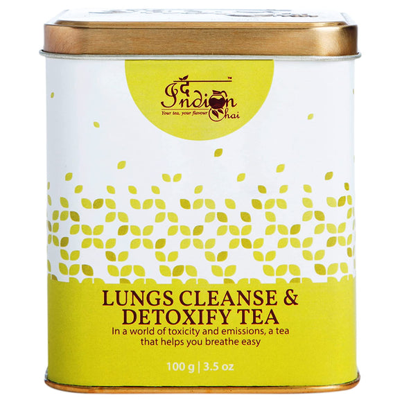 The Indian Chai – Lung Cleanse & Detoxify Tea 100g | Anti Smoking Herbal Tea with Burdock Root, Valerian Root, Mullein Leaf, Eucalyptus Leaves & more