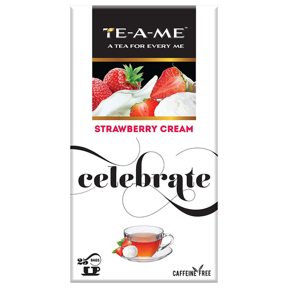 TE-A-ME Celebrate Strawberry Cream Infusion Tea, 25 Tea Bags | 100% Caffeine Free