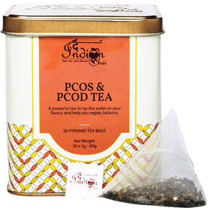 The Indian Chai – PCOS & PCOD Tea 30 Pyramid Tea Bags, Helps with Facial Hair Growth, Scalp Hair Loss related to Hormonal Imbalance