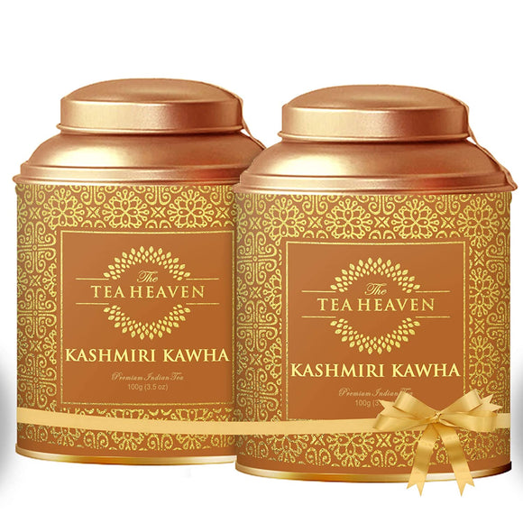 The Tea Heaven | Diwali Gift - 200 Grams Gift Box| Kashmiri Kahwa Gift Pack |Healthy Gift | Immunity Booster Kashmiri Kahwa