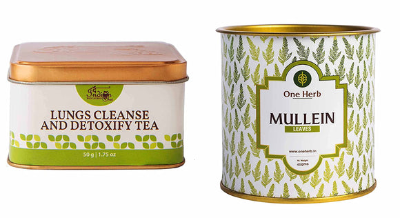 The Indian Chai - Healthy Lungs Cleanse Tea Combo with Lungs Detox Tea 50g and Mullein Tea 40g, Anti Smoking Herbal Tea, Herbal Support for Healthy Respiratory, Bronchial & Immune Function