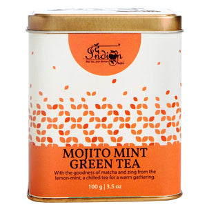 The Indian Chai - Mojito Mint Green Iced Tea 100g with Peppermint, Pudina Leaf, Lemon Peel and Matcha Green Tea Powder for Metabolism, Stress, Digestion and Soothing Effect