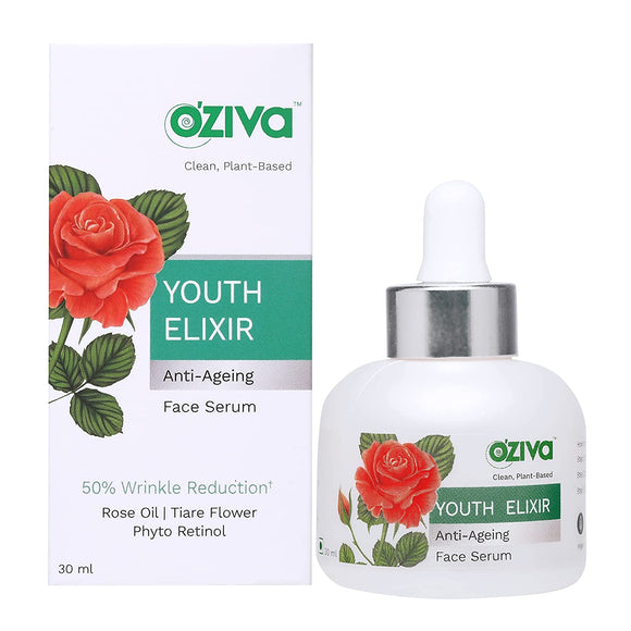 OZiva Youth Elixir Anti-Ageing Face Serum (with Phyto Retinol, Rose & Tiare Flower) for Wrinkle Reduction & Skin Tightening